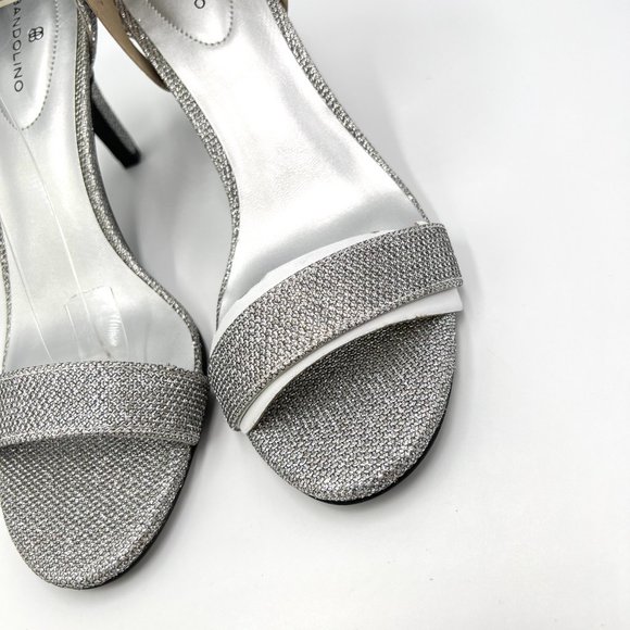 Bandolino Womens Size 8.5 Silver Sparkly Stiletto Dress Sandals Heels Shoes - Picture 5 of 12